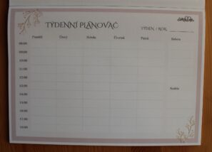 Týdenní plánovač hodinový - bez prostoru na poznámky